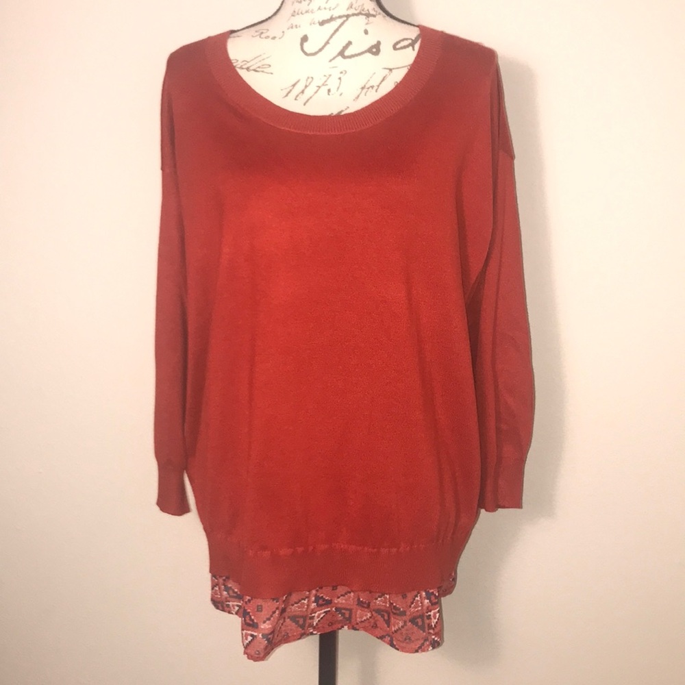 New Directions knit sweater with sheer undershirt